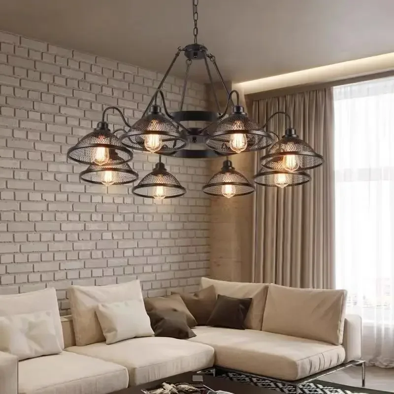 قلادة حديدية لمطعم بار عتيق في الريف الأمريكي بما في ذلك المصابيح الكهربائية لمبة ST64 #5