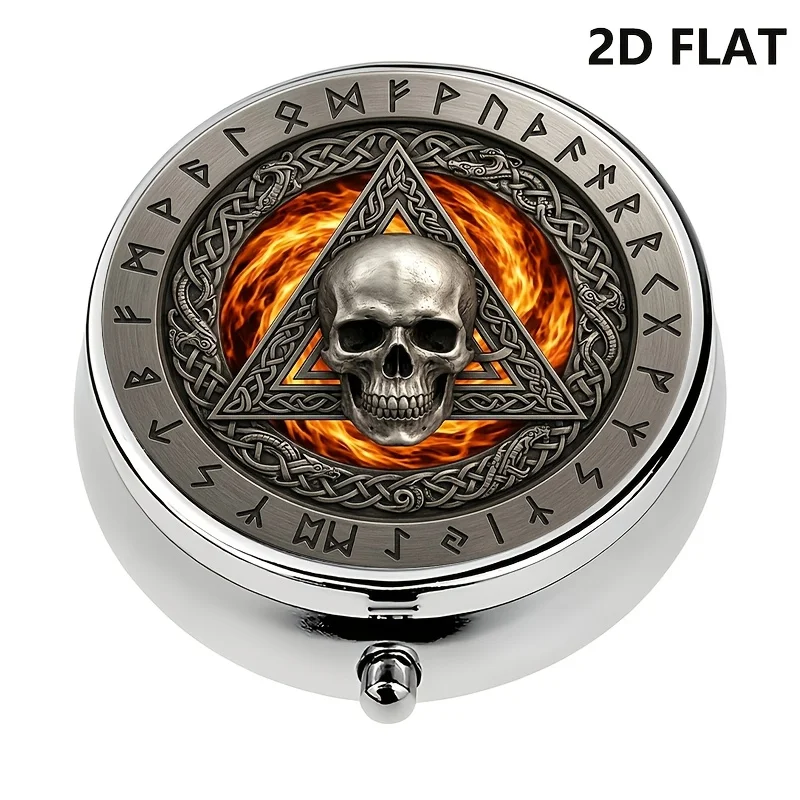 Single-piece package, skull flame rune travel portable case, suitable for daily storage and travel, flat print, flat design