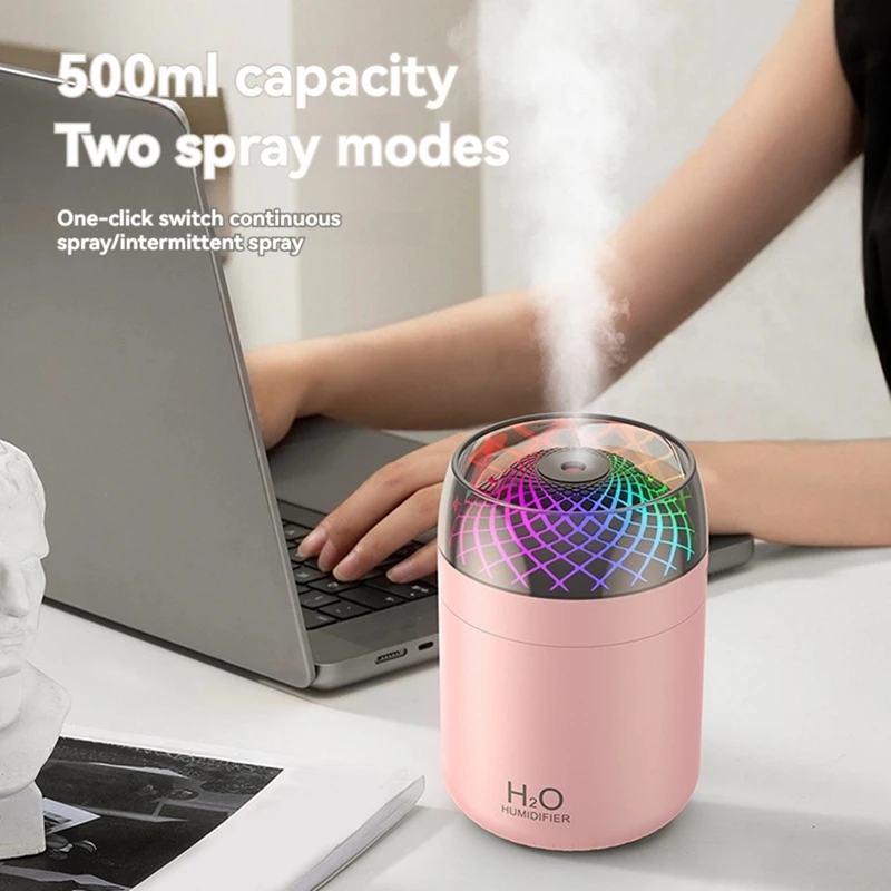 カラフルなガラスカップ加湿器,ベッドサイドテーブルの装飾,常夜灯,大きなミスト加湿器,USB