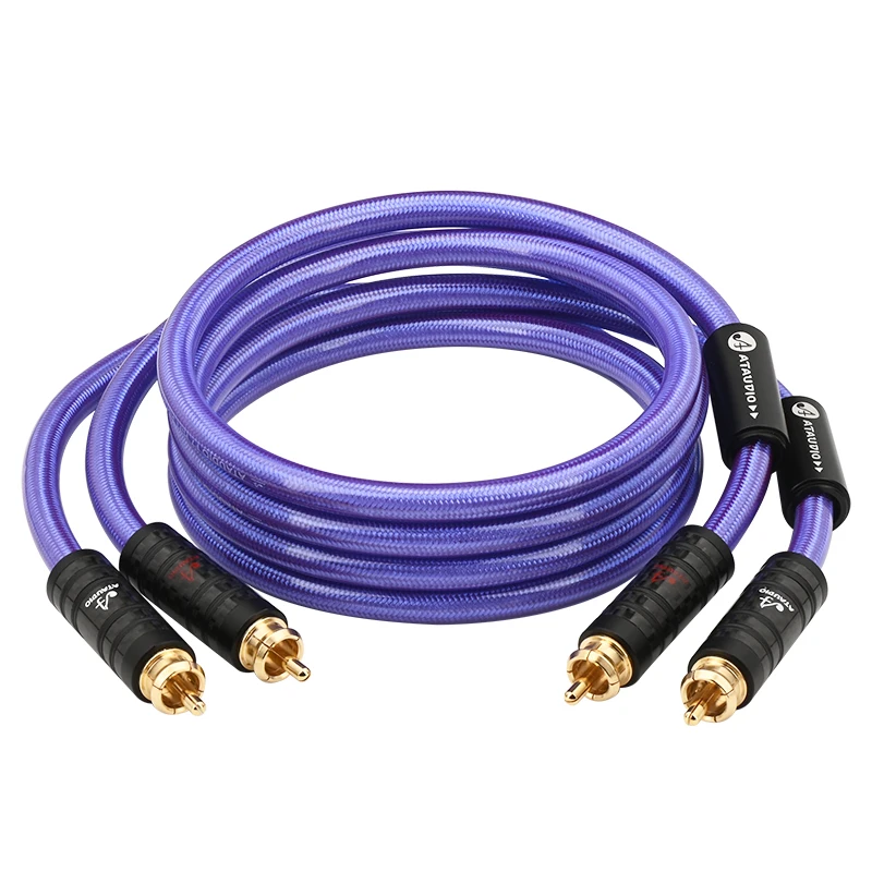 ATAUDIO HiFi versilbertes 2RCA-Kabel Hochwertiges OCC-Audiokabel HiFi RCA-Stecker auf Stecker Kabel für Verstärker DAC TV 3