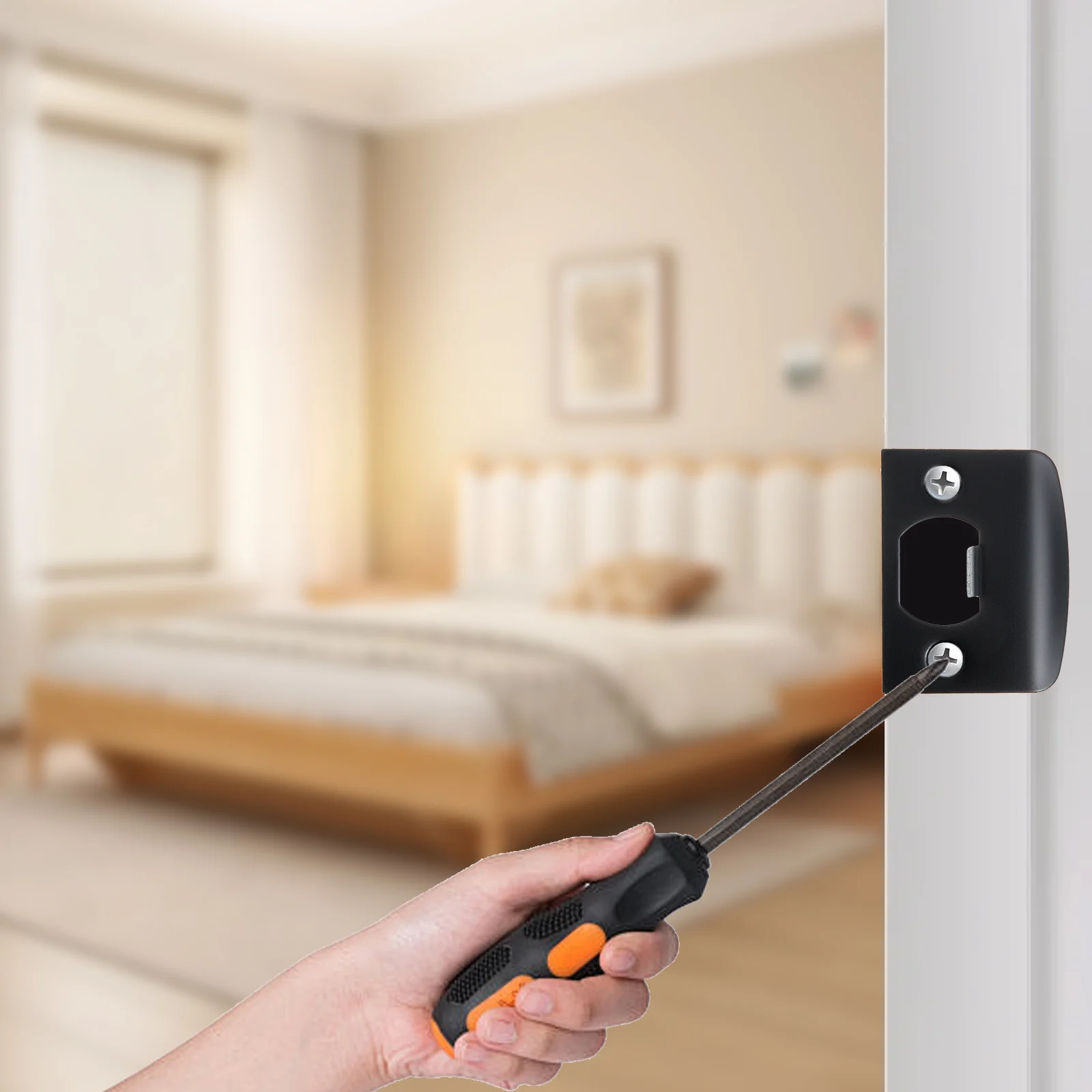 

4Pcs Deadbolt Strike Plates Stainless Steel Door Reinforcement Tool for Lock Stability and Security Deadbolt Strike Plate