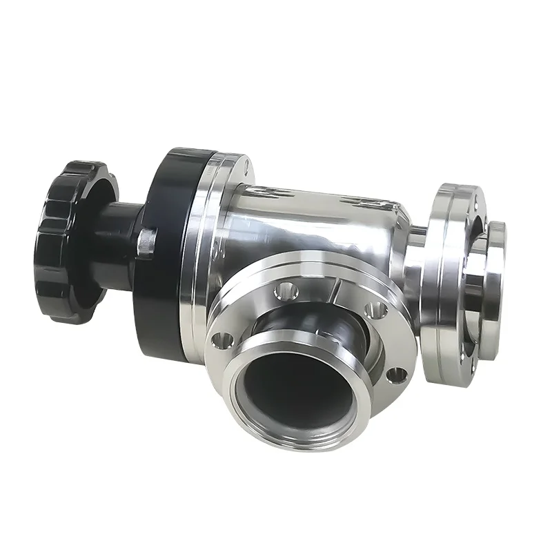 304 Stainless Steel CF Interface Rotatiodurable Bellows Seal Manual Drive Cf Vacuum Angle Valve for Vacuum Pipe Fitting