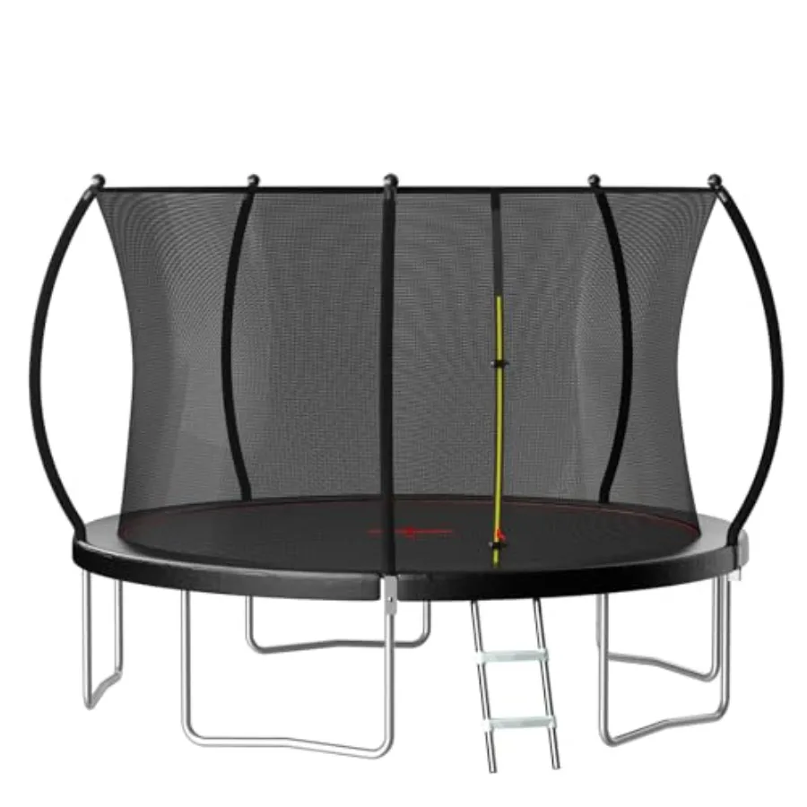 

Outdoor recreational trampoline for kids and adults galvanized steel frame black heavy-duty ASTM-approved with enclosure net av