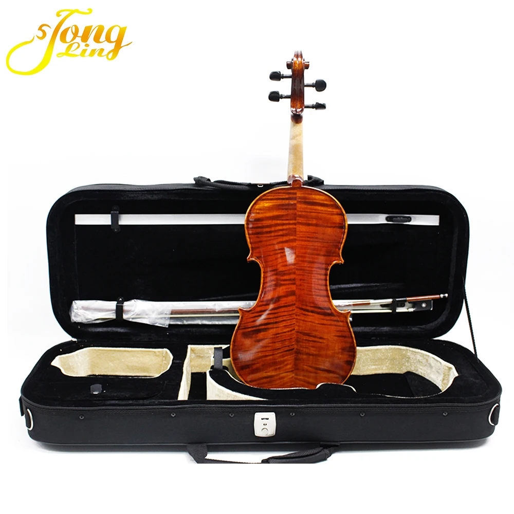 16-Inch Natural Varnish Solid Wood Viola with Case, Bow, Rosin, Bridge and Strings