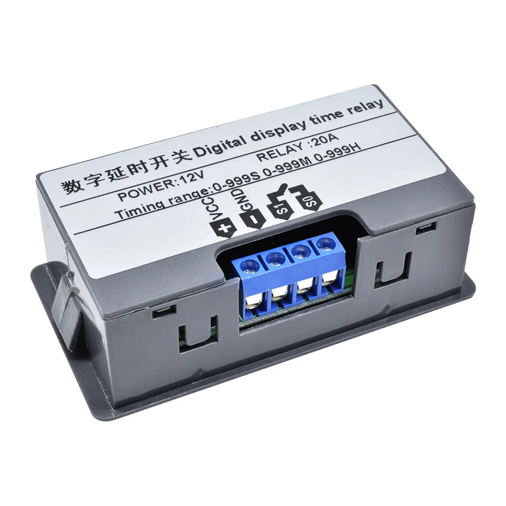 DC12V 20A  Digital Time Delay Relay Module Cycle delay Timer Red Blue Dual LED Display Timing Relay Switch for Auto Car