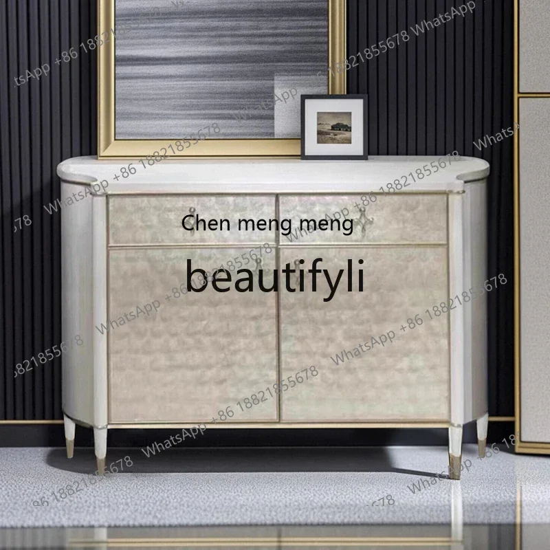 M178 Light luxury shell porch cabinet solid wood decorative cabinet living room partition dining side cabinet multi-function