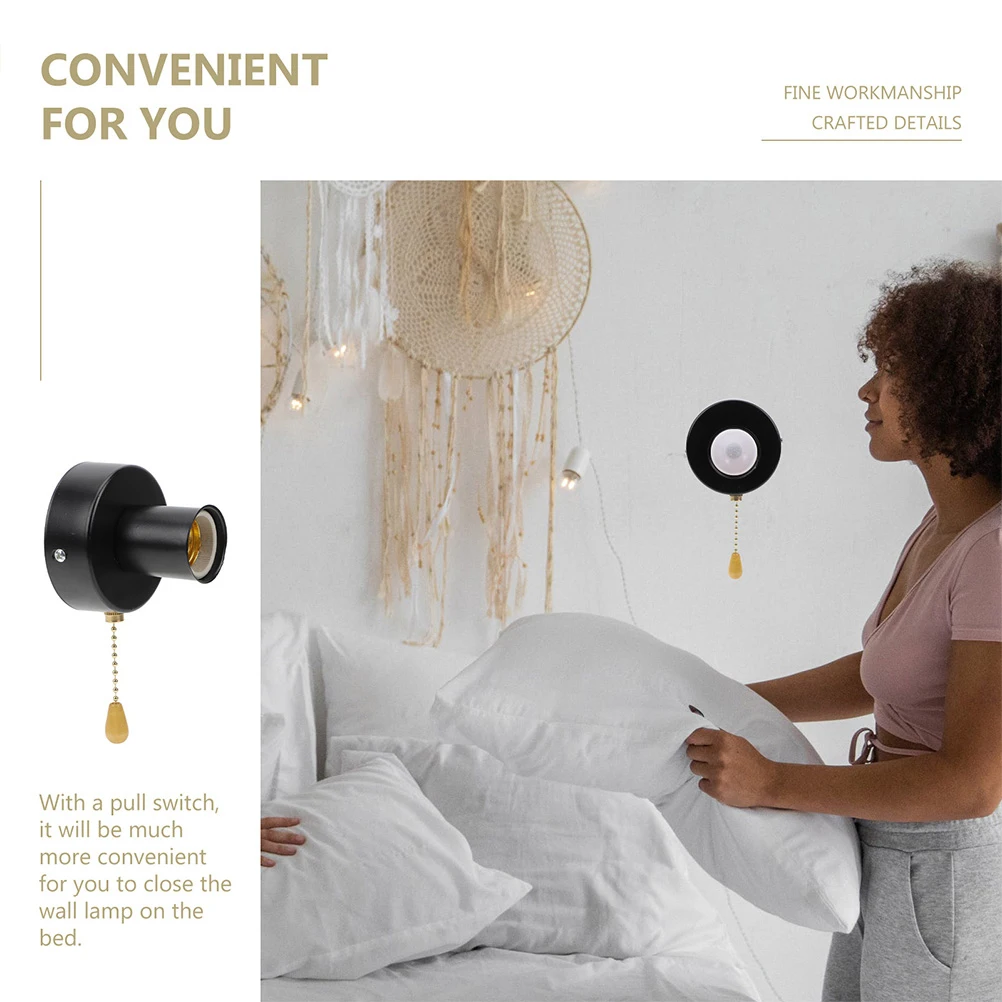 

Bedside Light Switch Pull Chains for Lights Ceiling Lamp Holder with Cord Stainless Steel Fixture Parts Socket