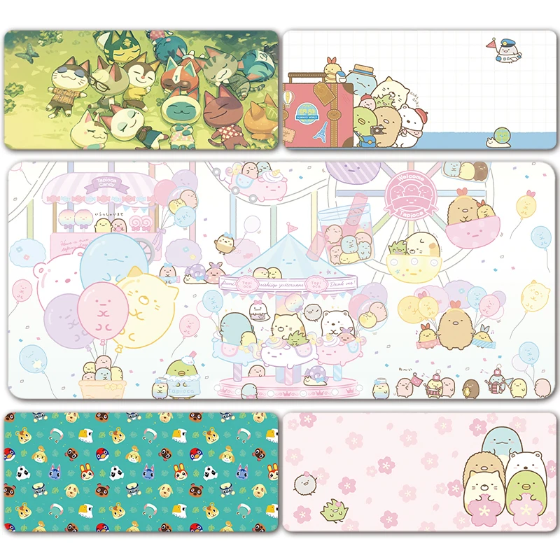 Cute Sumikko Gurashi Animal Pink Sakura Cat Kitty XXL Large Anime Game Mouse Pad Non-slip Keyboard Desk Mat Mousepad