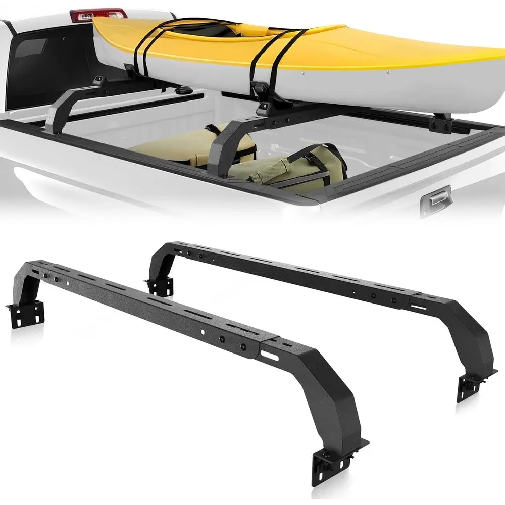 Universal Heavy-Duty Truck Bed Rack with 2-Bars Cargo Carrier and Ladder Rack for 2005-2023 & 2014-2023 Models