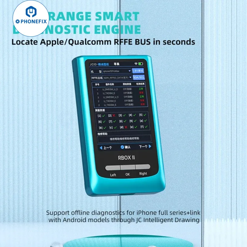 JCID RBOXII Bus Analyzer for Apple Qualcomm RFFE BUS Data Test  on the positive and negative probe wire jumping detection faults