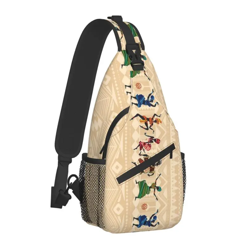 Africa Tribal Art Pattern Sling Crossbody Chest Bag Men Casual African Ethnic Culture Shoulder Backpack for Hiking