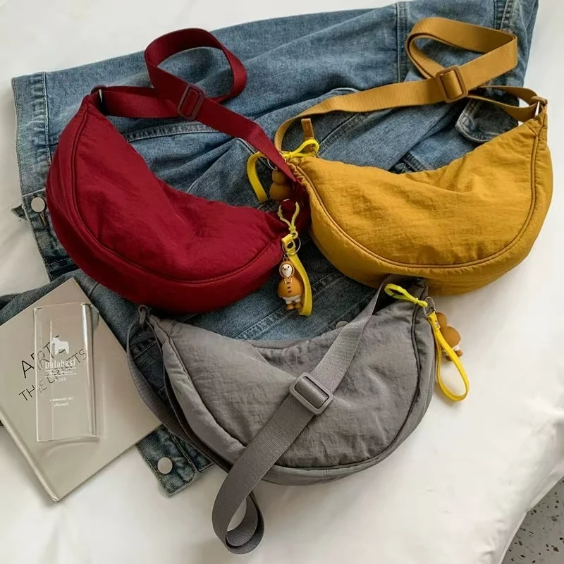 

Women Students Shoulder Cross Body Bag 2024 Nylon Casual Hobos Chest Bag Underarm Crossbody Bag