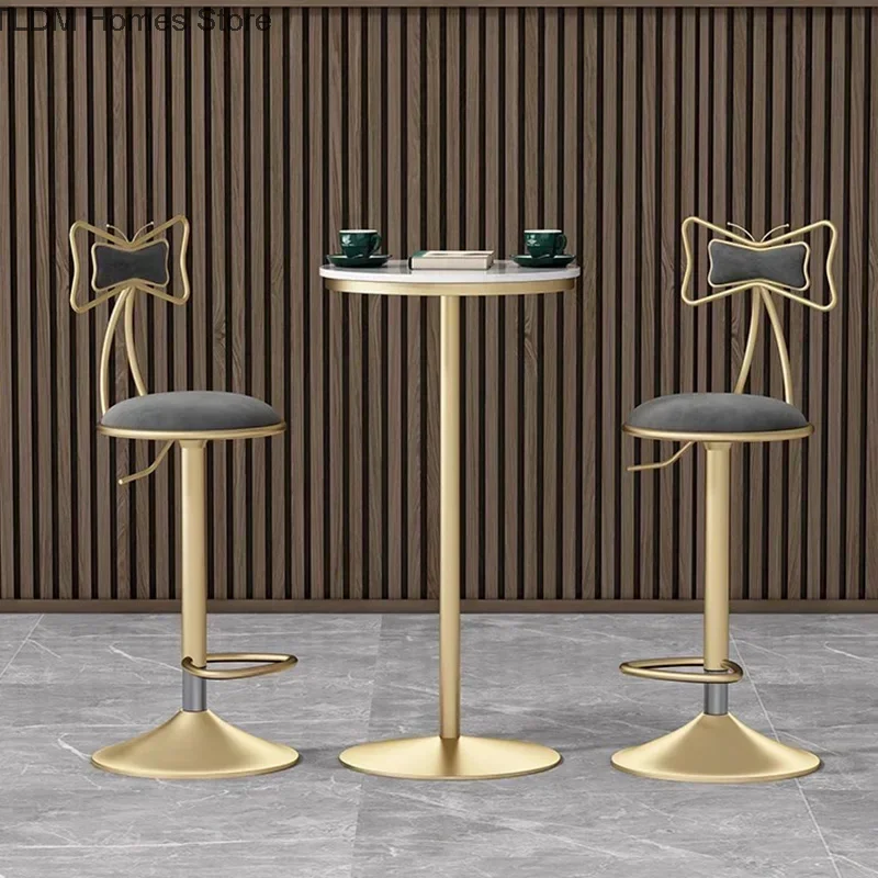 

Modern Minimalistic Bar Stool Gold Leg Swivel Adjustable Bar Chair Metal Design Silla Alta Para Barra Restaurant Furniture