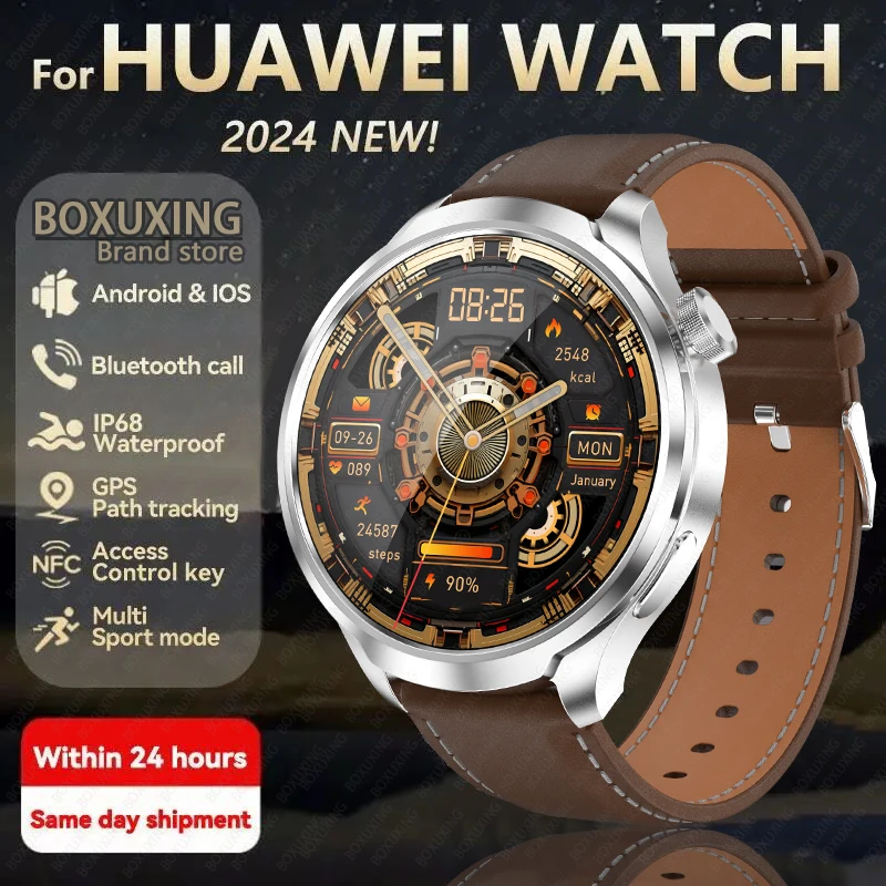 2024 New For HUAWEI Outdoor Sports Smart Watch Men AMOLED Screen NFC GPS Compass Heart rate Waterproof Bluetooth Call SmartWatch