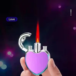 Unusual Heart Shaped Jet Lighter Butane Turbo Torch Lighter Red Flame 1300 C Windproof Inflatable Gas Lighter Gift Gadget