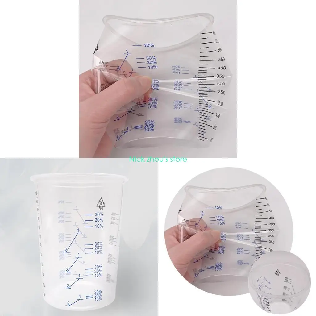 

E15E 50 шт. Универсальные мерные чашки с прозрачной градуировкой Прочные пластиковые чашки для смешивания с градуировкой для
