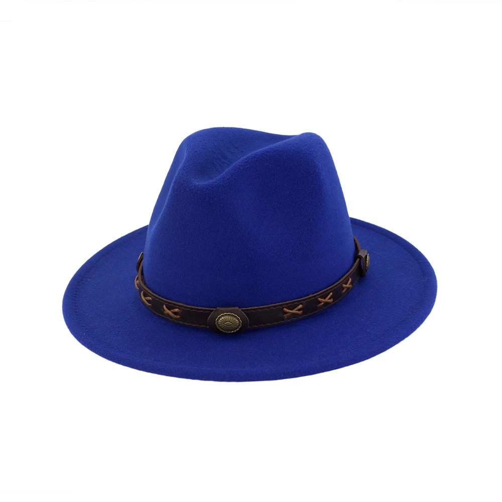 

Blue Hat Trilby Women Fedora Hat Felt Hat with Belt Female Wide Brim Vintage Jazz Hats Retro Autumn Winter Fedora Green Black