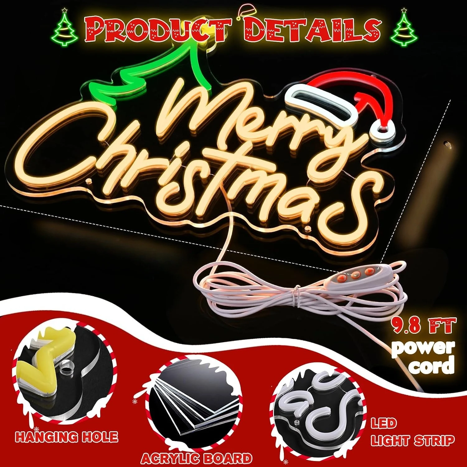 Kerstverlichting met neonbord, - Lighting Christmas Decor recensie en prijs