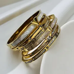 Novo Design Zircão embutidos Pulseiras & Bangles Para As Mulheres Ouro Prata Cor Aço Inoxidável Impermeável Marca de Luxo Jóias Presentes