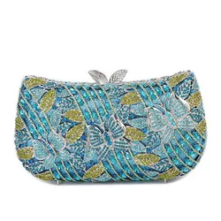 Luxury women evening party handbag diamonds butterfly crystal clutches ladies purses bridal wedding party designer purses bag