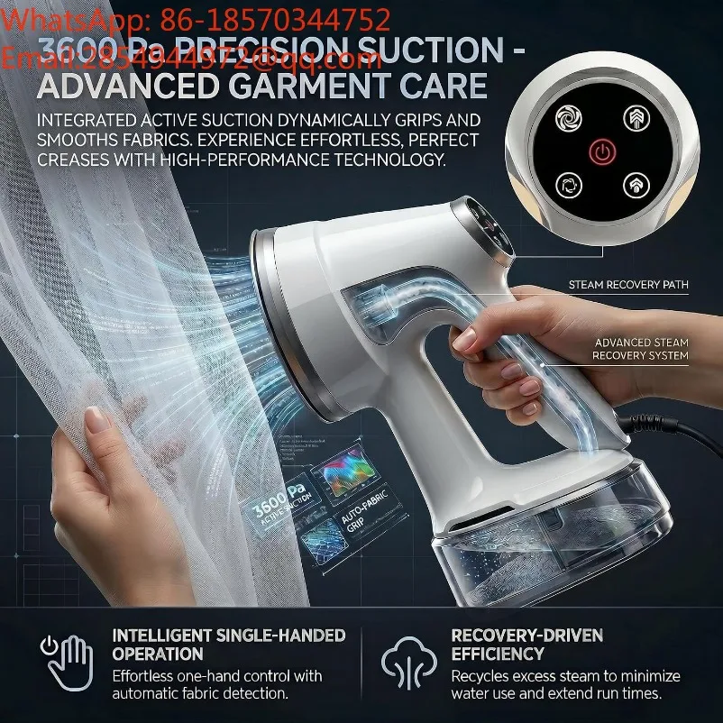 New Suction-type Handheld Garment Steamer, Large Water Tank, LCD Display, Automatic Power-off, Portable Ironer