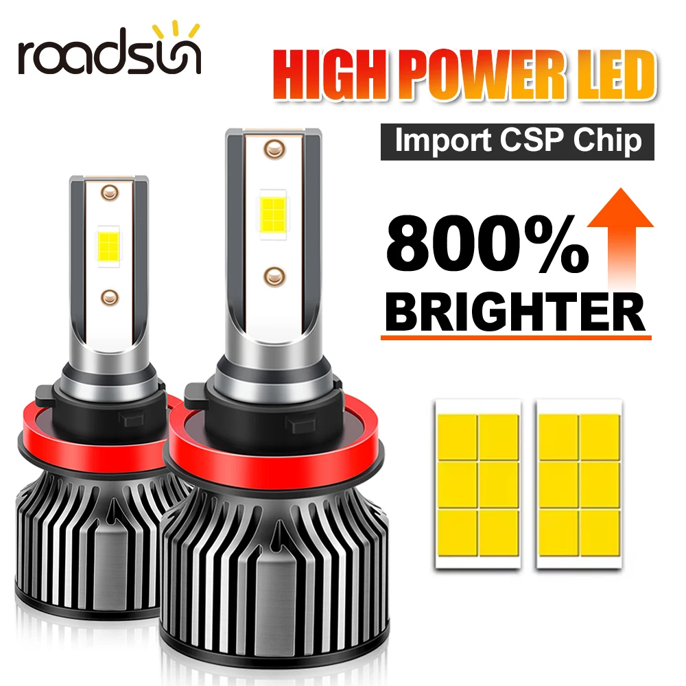 

Roadsun H7 H4 LED Headlight H11 H1 H8 HB3 9005 HB4 9006 LED Lights CSP for Car 6000K H9 H13 9012 9008 Auto Lamp Cooling Fan Bulb