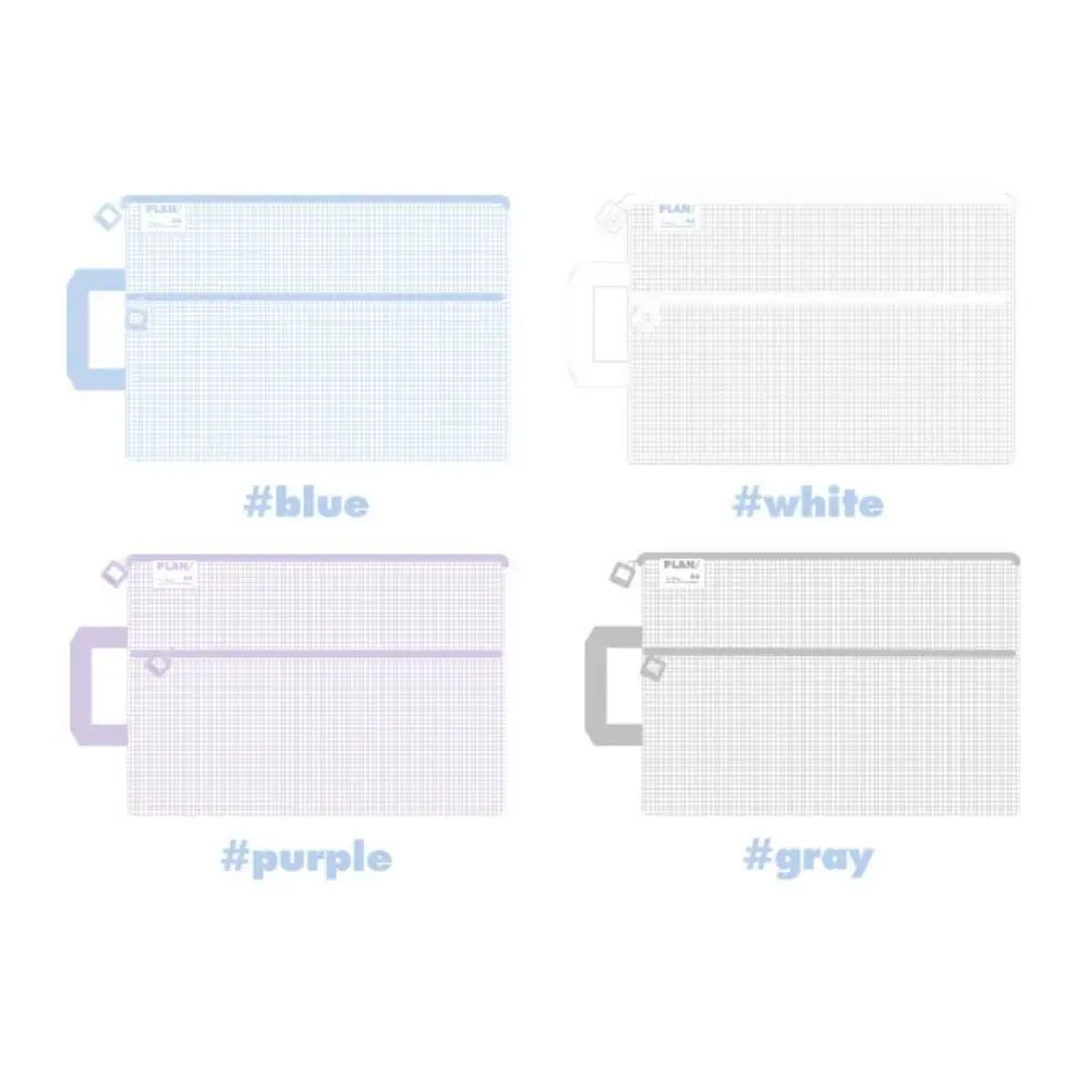 Multifunctional Mesh Zipper Pouch Transparent Large Capacity Test Paper Storage Bag Nylon Solid Color File Folder Bag