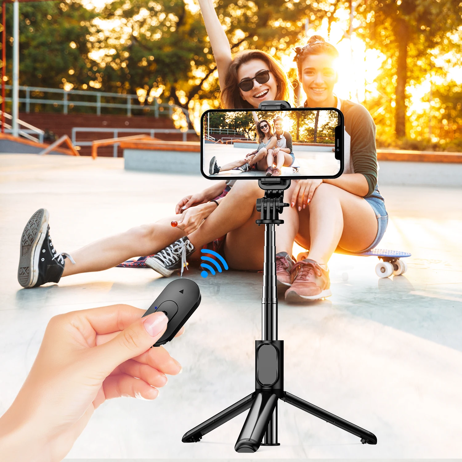 Treppiede per Selfie Stick con telecomando Wireless staccabile, bastone per Selfie portatile estensibile 4 in 1 e treppiede per telefono