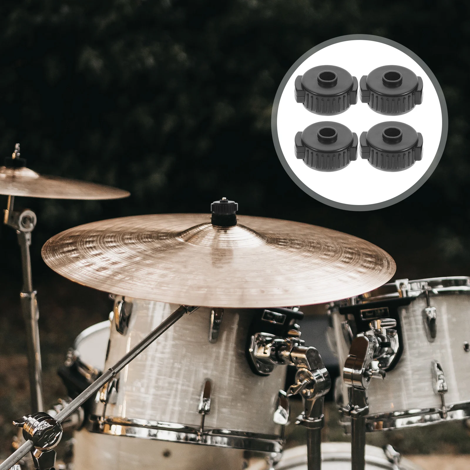 

4 Pcs Cymbal Quick Release Nuts Black Plastic Durable Drum Replacement Accessories Fixing Hardware Lightweight Design