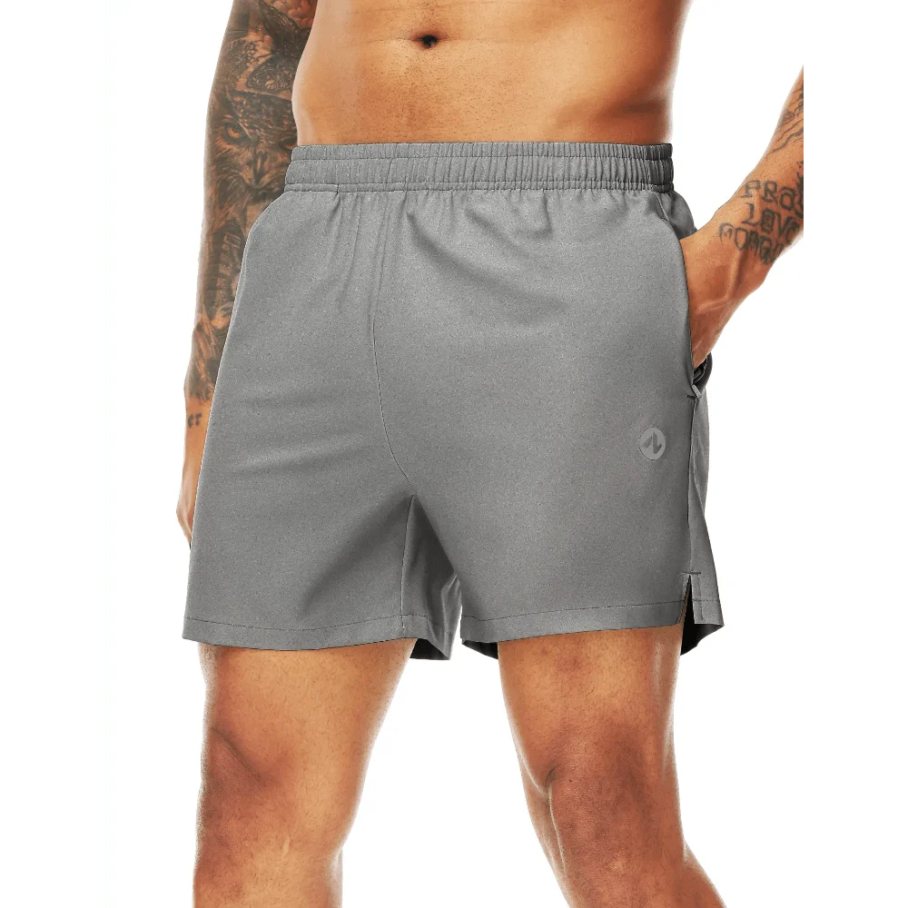 

Mens Athletic Shorts With Zipper Pockets Elastic Waist Quick Dry Linerless Workout Gym Shorts