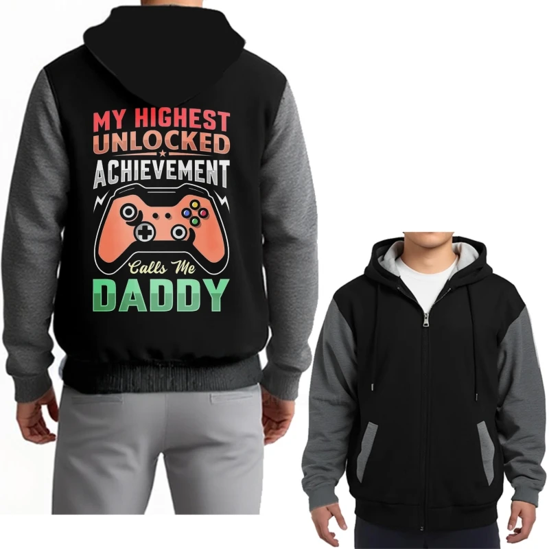 Толстовка с капюшоном Brand Man Winter My Highest Unlocked Achievement Calls Me Daddy Минималистичная утолщенная дорожная куртка с капюшоном Утепленная толстовка