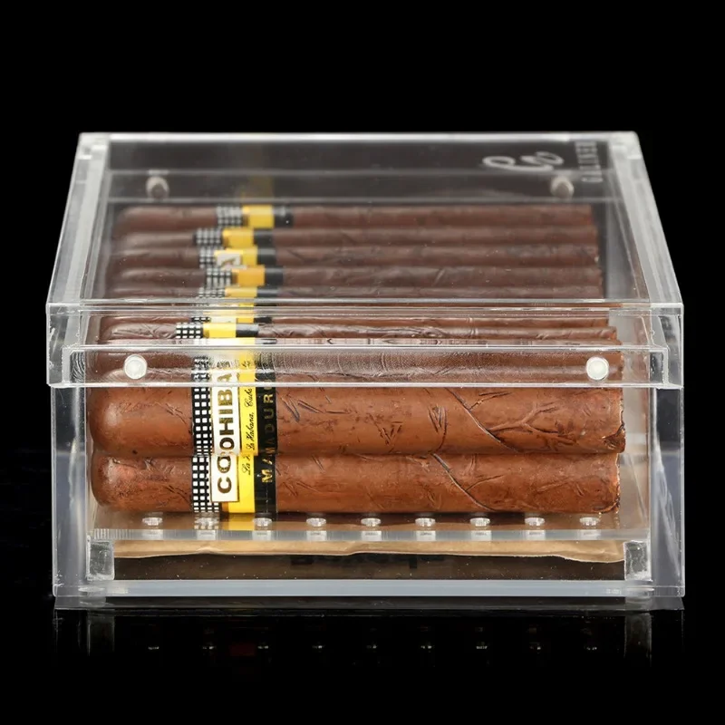 Food-Grade Acrylic Cigar Humidor Aging Storage Box, Stackable Cigar Room Cabinet