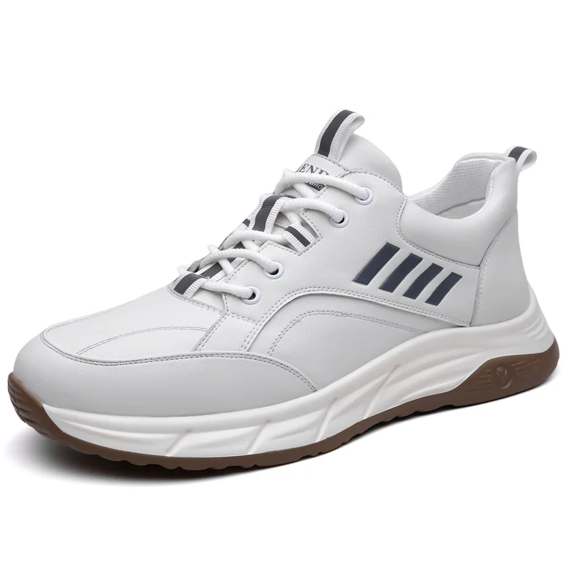 

New Designer Sports Running Shoes for Men Spring Autumn Fashion Casual Platform Sneakers Male Solid Color Lace Leather Sneakers