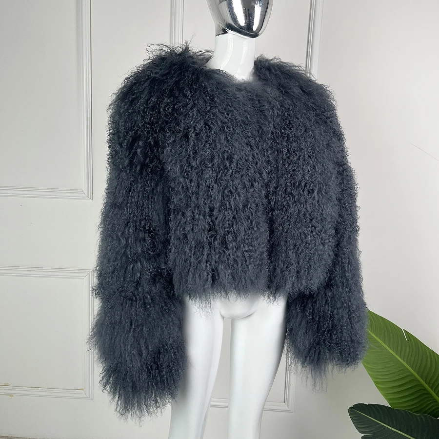

Natural Mongolia Sheep Fur Coat Real Sheepskin Jackets For Women Lamb Coats Fashion New Arrivals