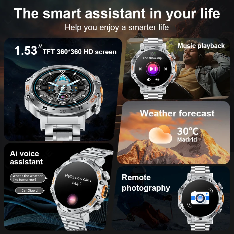 LIGE Neue Bluetooth Anruf Smart Uhr Männer Outdoor Sport Fitness Armband Herzfrequenz Gesundheit Überwachung Smartwatch Für Android IOS