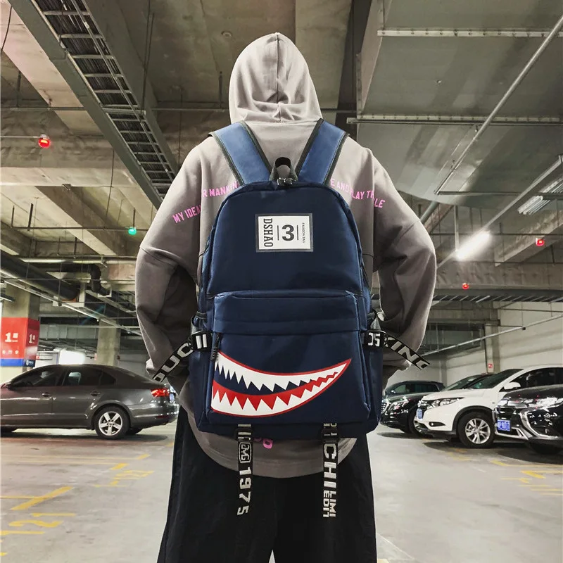 Designer shark mouth school backpacks college student girl boys waterproof satchel teenagers book bags large capacity back pack