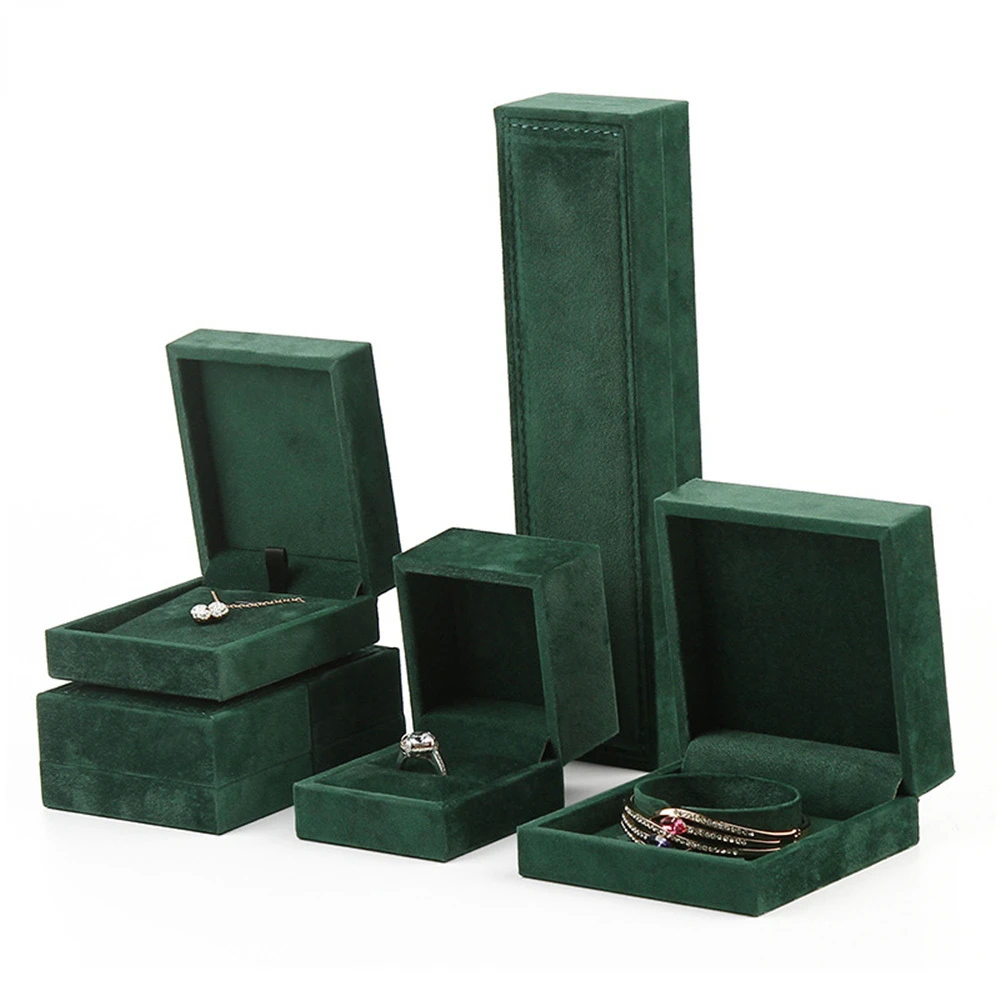 Quality PU Green Velvet Ring Pendant Jewelry Packaging Box Jewelry Storage Box  Bracelet Necklace Organizer Gift Box