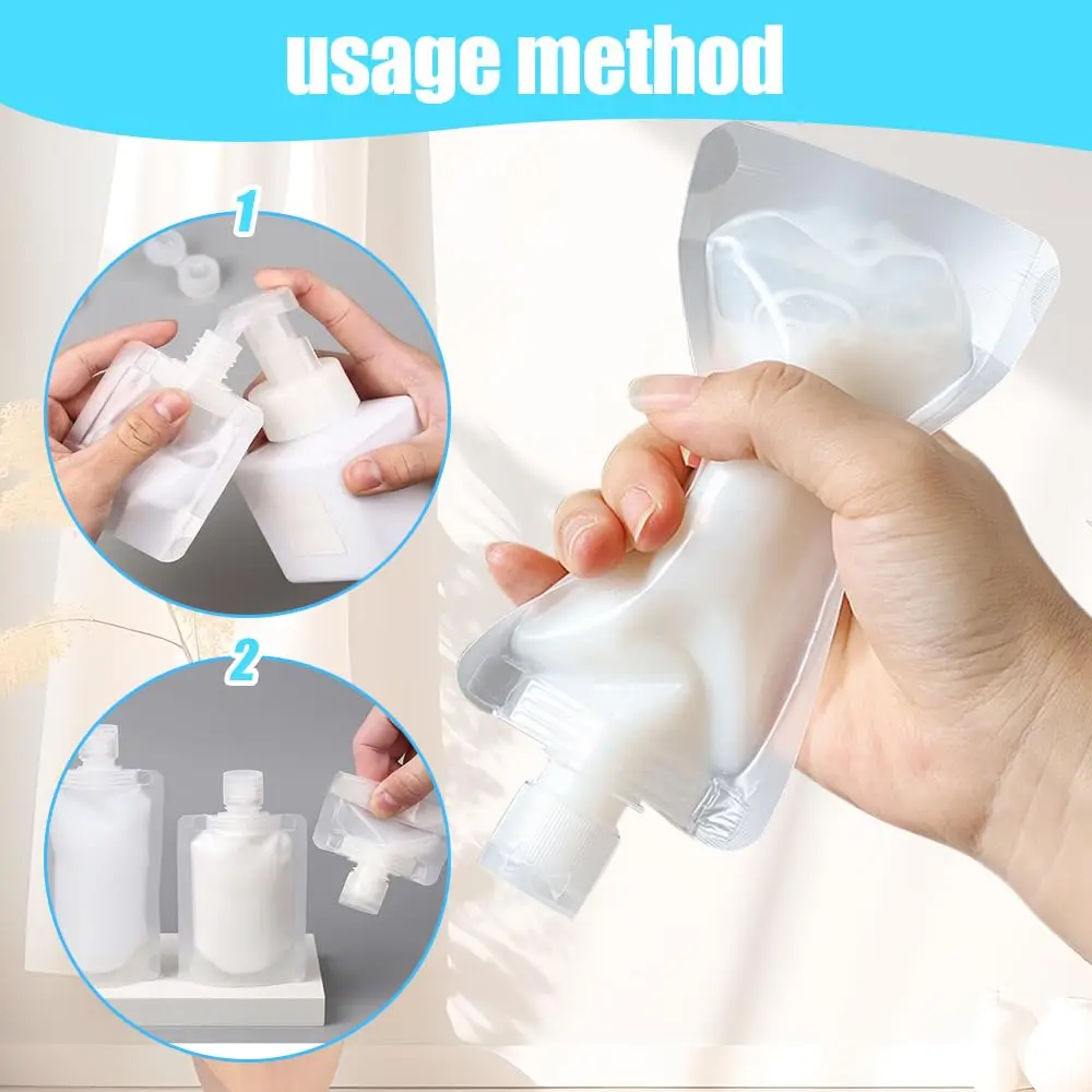 10Pcs 30/50/100ML Thickened Travel Subpackage Cosmetic Lotion Shower Gel Shampoo Portable Facial Cleanser Storage Organizer Bag