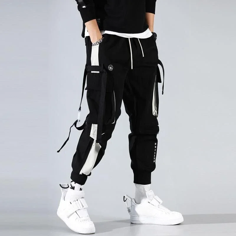 White Autumn Slim Men\'s Cargo Pants Black Male Trousers Trekking Regular Fit Slacks Nylon Techwear Fashion Luxury Oversize Long