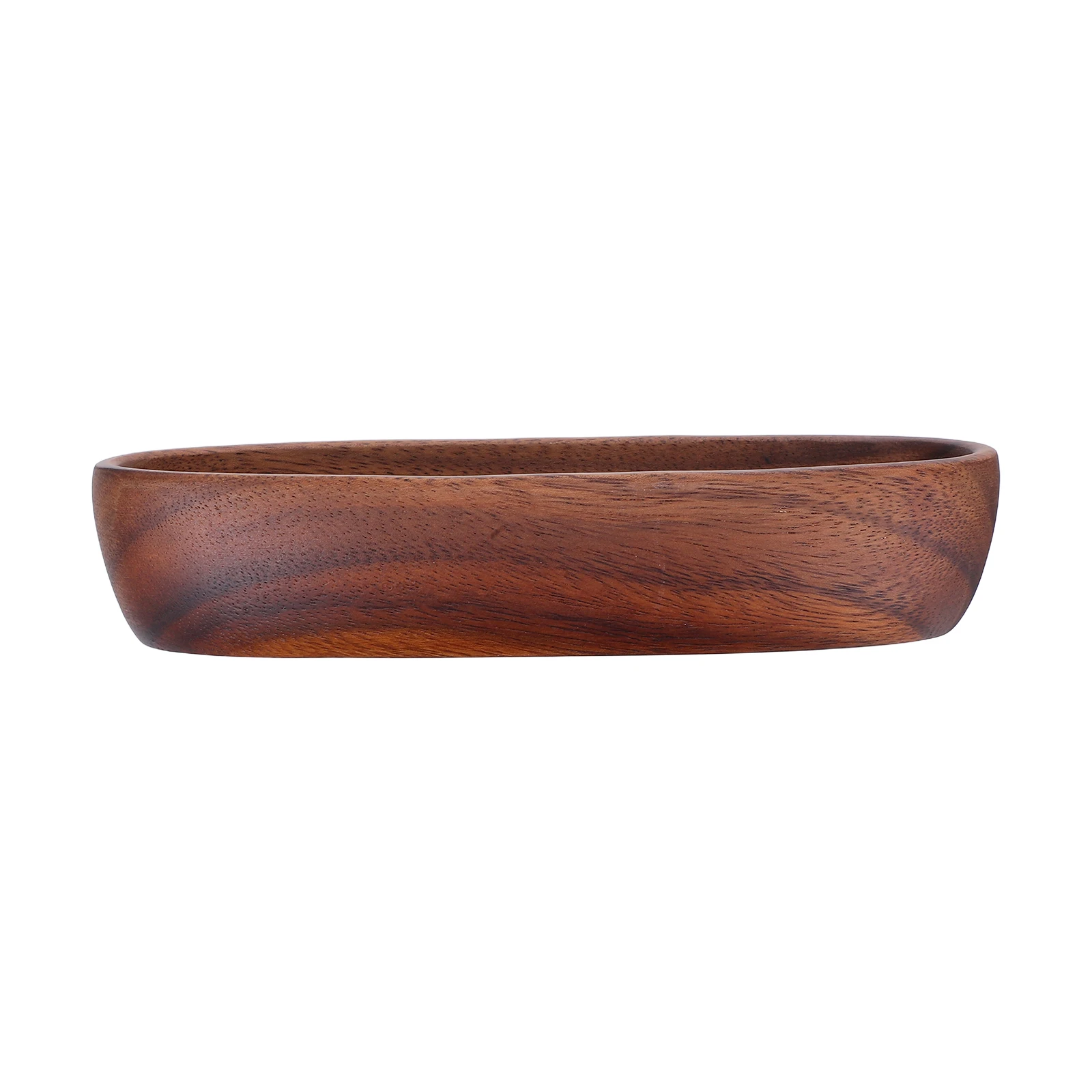 

1pc Walnut Wood Bowl Creative Boat Shaped Food Serving Tray Salad Candy Pickle Vintage Kitchen Counter Wooden Snack