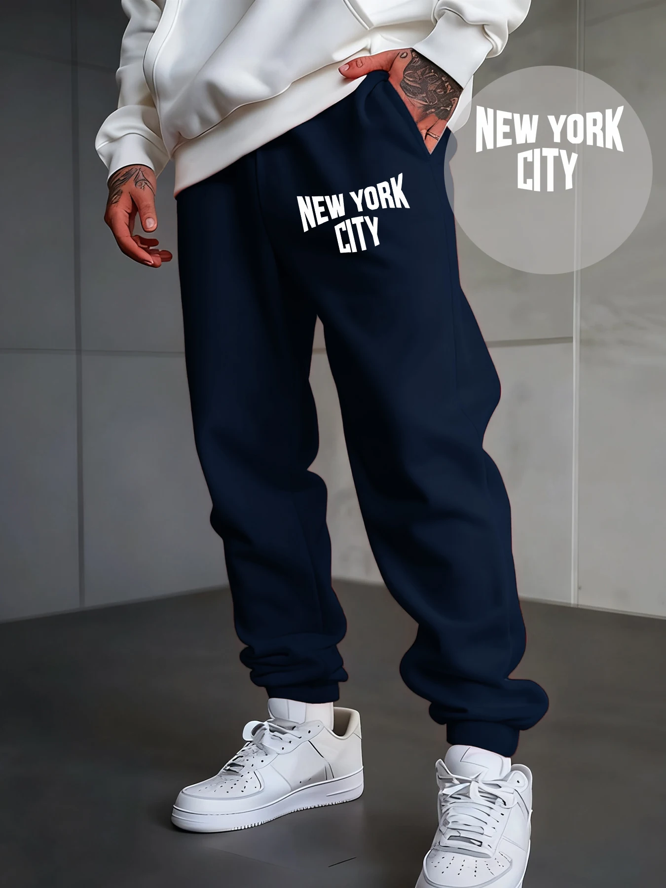 

Creative New York City Letter Print Mens Sweatpant Fleece Jogging Pant Autumn Casual Unisex Pants Pocket Comfortable Sportpants