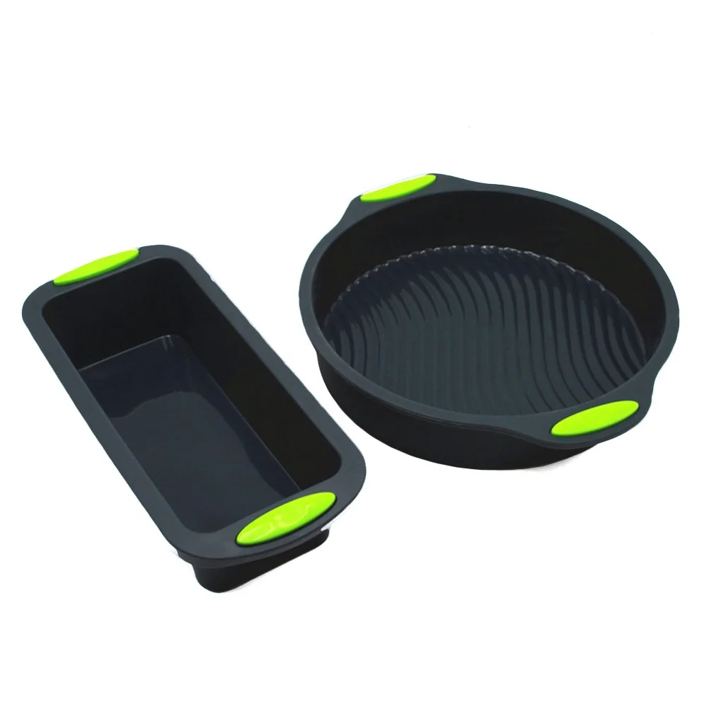 

1 set Silicone Mold Set Square Round Double Color Baking Tray Reusable For Oven Microwave Dishwasher Bread Loaf Toast Cake Tool