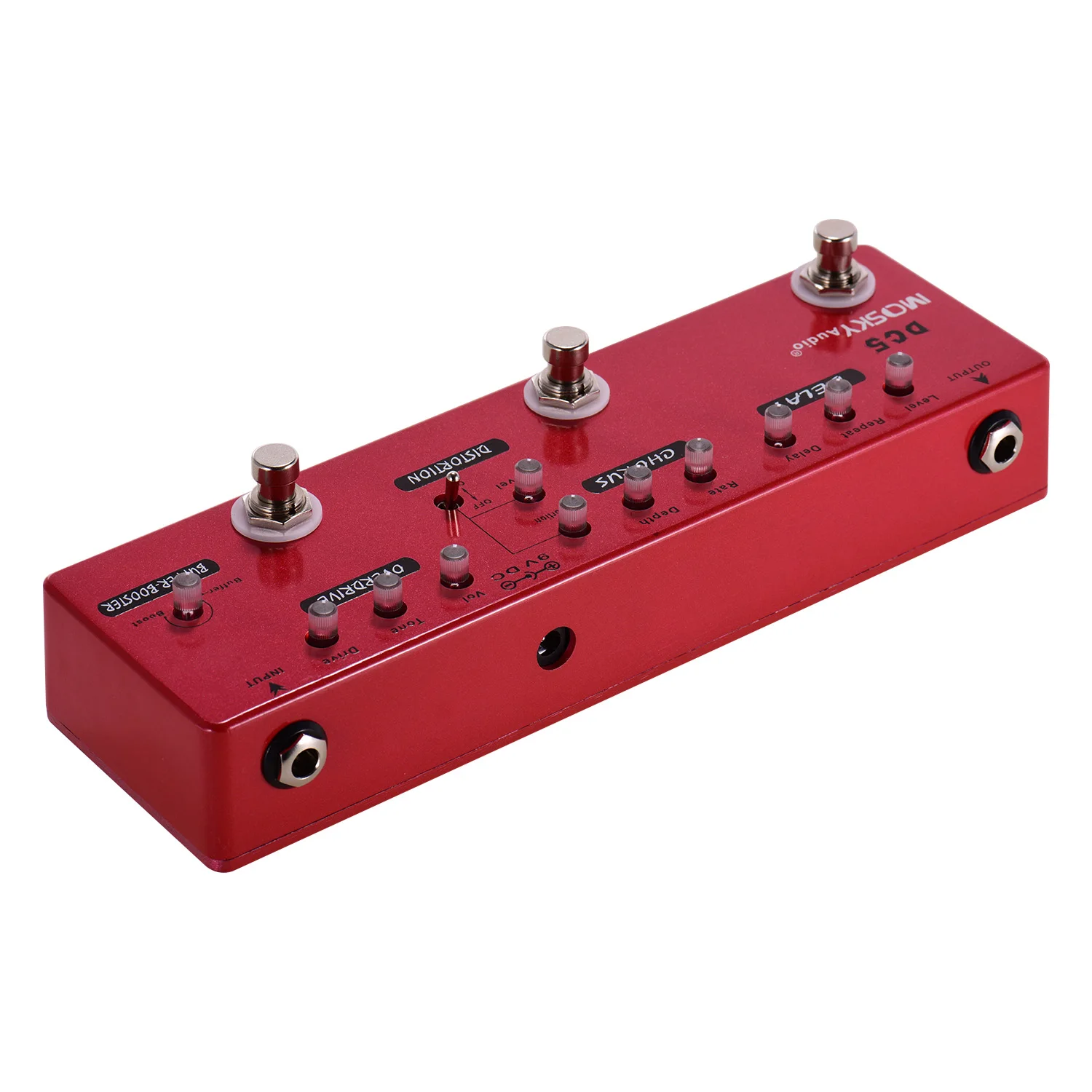

Мультиэффект-педаль MOSKYAUDIO DC5 для гитары, 6 режимов: дилэй, хорус, дисторшн, овердрайв, бустер, буфер, цельнометаллический корпус, True Bypass