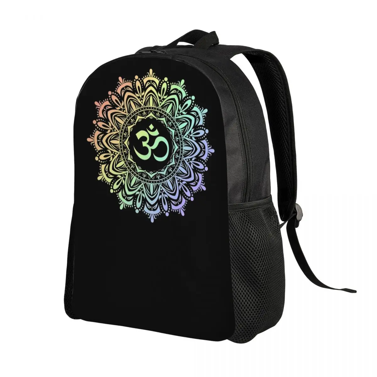 Custom Golden OM Mandala Backpacks for Women Men School College Students Bookbag Buddhism Aum Yoga Meditation Bags