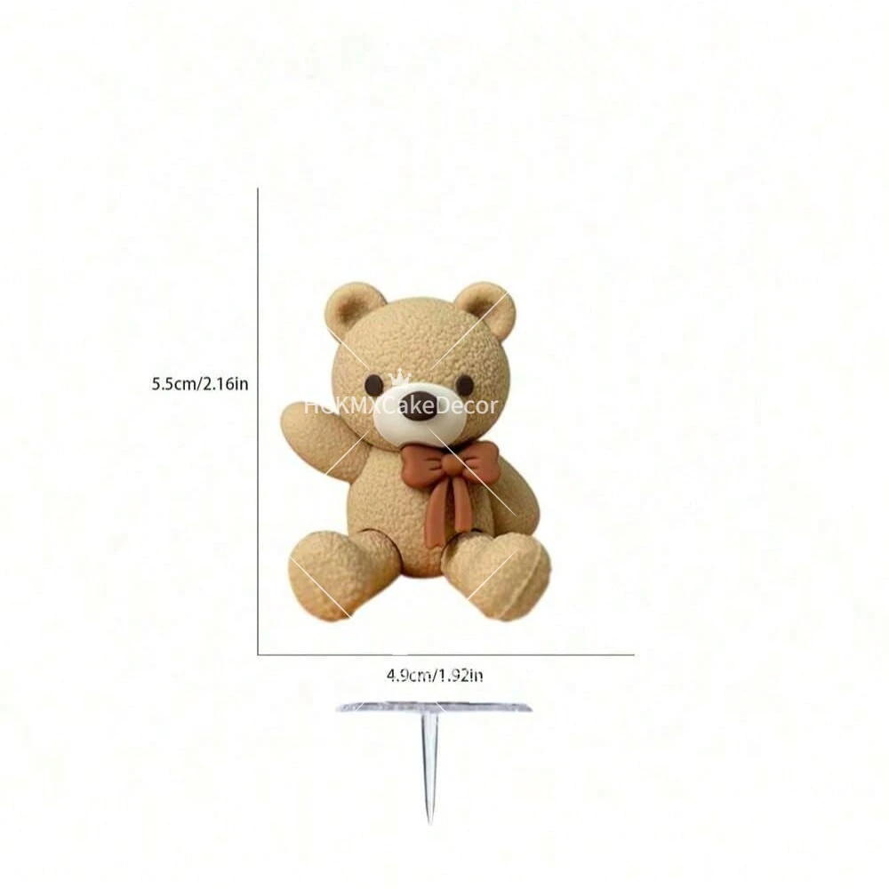 Niedlicher Teddybär-Kuchenaufsatz mit Fliege, Baby-Kuchendekoration für Kindergeburtstage und Gender-Reveal-Partys – Detail 9