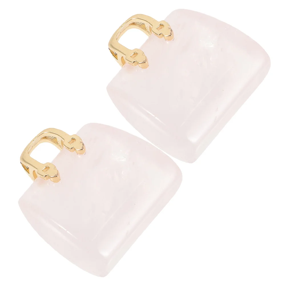 

2pcs Pink Ornaments Natural Quartz Handbag Shaped Desktop Miniature Crystal Crafts Decor Mini Crystal Crafts Home Decor Items
