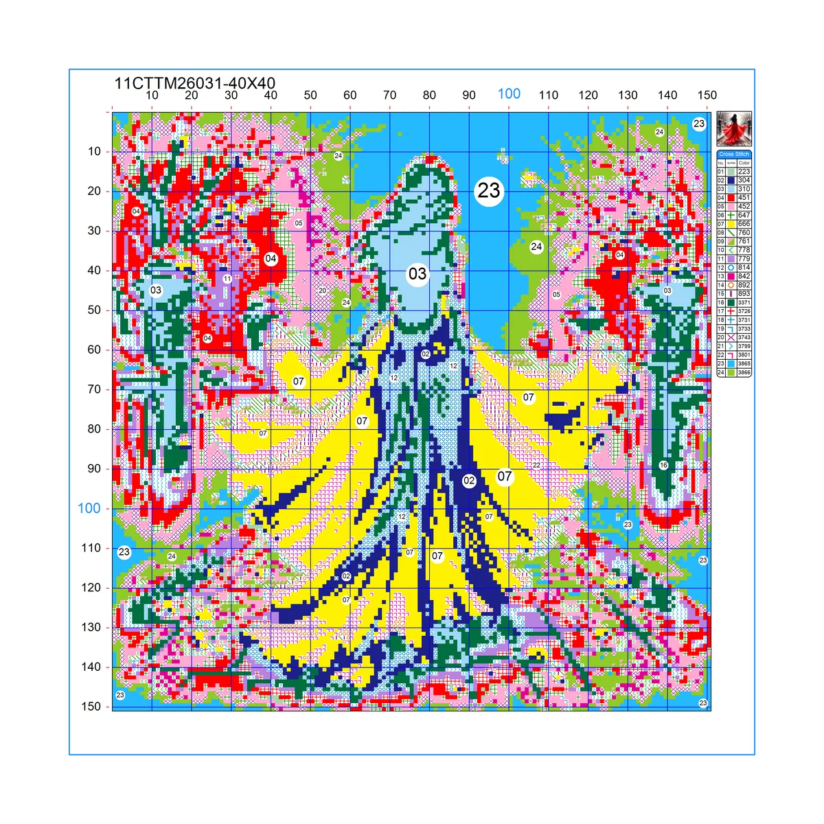 1 Stück 40x40 cm/15,74 Zoll, 11CT/14CT Kreuzstich-Set, DIY Valentinstagsgeschenk, Stickerei-Set für Festivals, Blumen – Detail 2