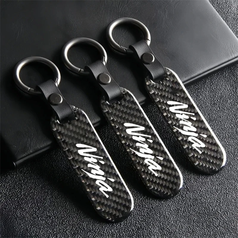 For Kawasaki Ninja H2 400 300 650 Z750 Z900 Z800 Z400 Z1000 Z650 Z300 ZX10R ZX6R ER6N Motorcycle Key Chain Carbon Fiber Keychain