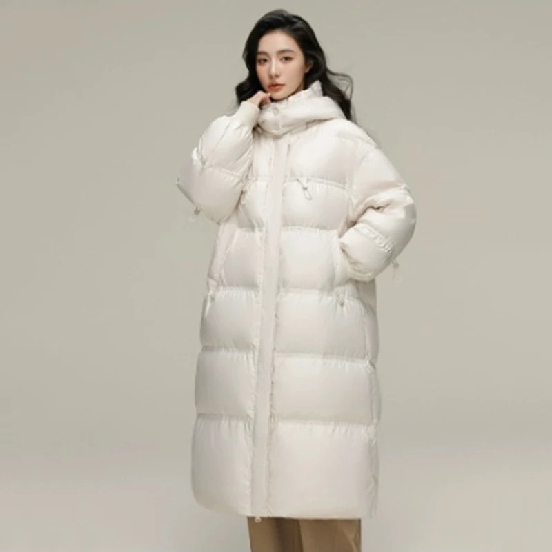 Moda parker casaco de pato branco para baixo feminino com capuz quente jaqueta 2025 inverno nova alta qualidade jaqueta feminina h766