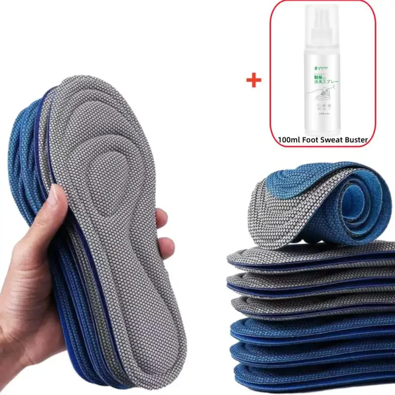 5Pair Nano Antibacterial Insoles With Shoes Sweat Buster Massage Deodorant Sweat Absorbing Comfortable Shock Absorbing Insoles